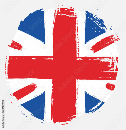 United Kingdom Circle Flag Vector Hand Painted with Rounded Brush