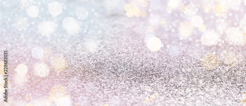 Blurred holiday panorama background with bokeh lights