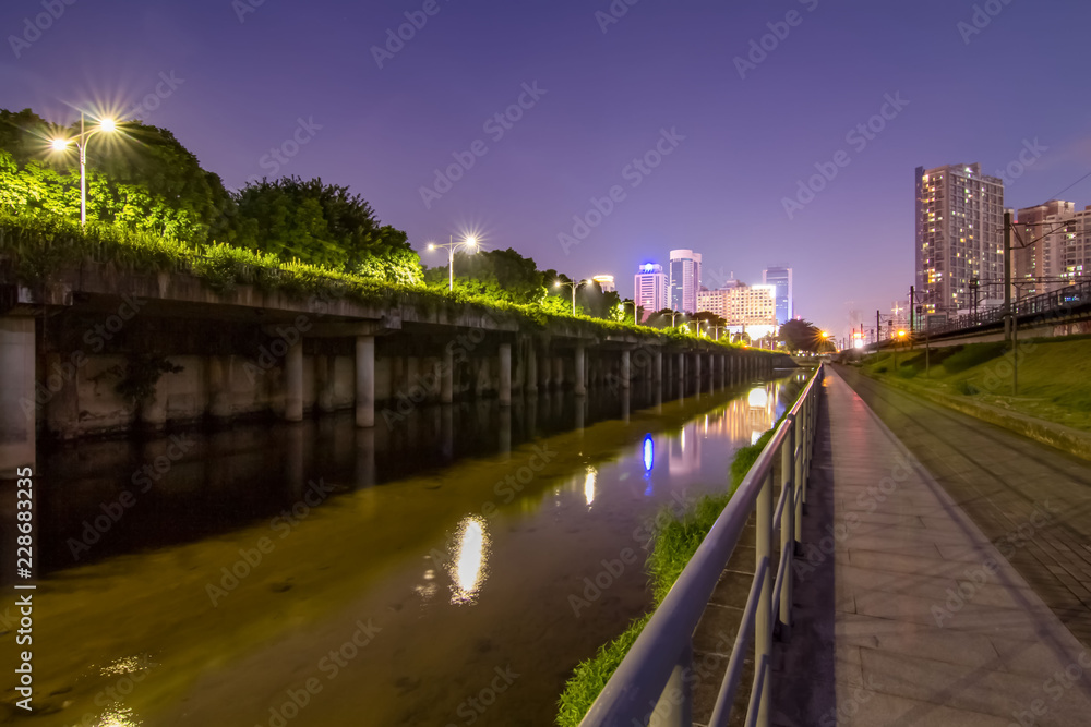 Night view of Buji River in Shenzhen