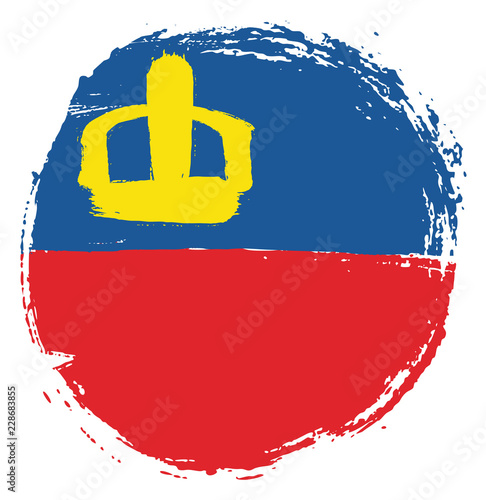 Liechtenstein Circle Flag Vector Hand Painted with Rounded Brush