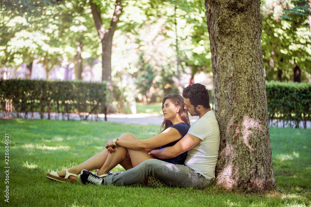 Young couple in love enjoy a sunny day in the park Young couple in love enjoy a sunny day in the park