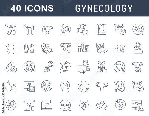 Set Vector Line Icons of Gynecology. photo