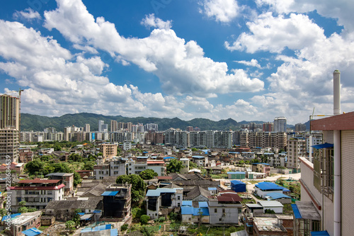 Meizhou Tai Po under blue sky and white clouds