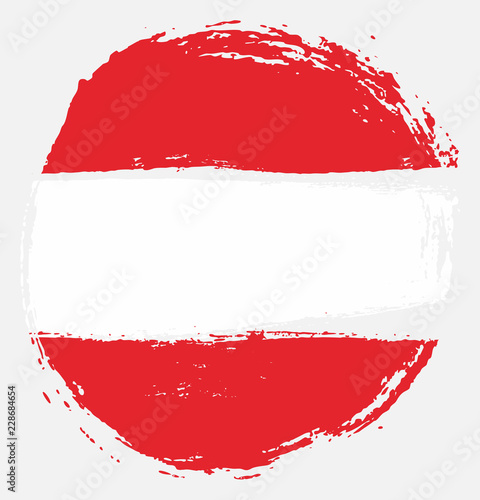 Austria Circle Flag Vector Hand Painted with Rounded Brush