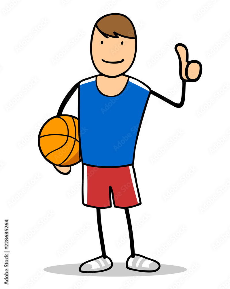 Fototapeta premium Mann als Basketball Sportler hält Daumen hoch