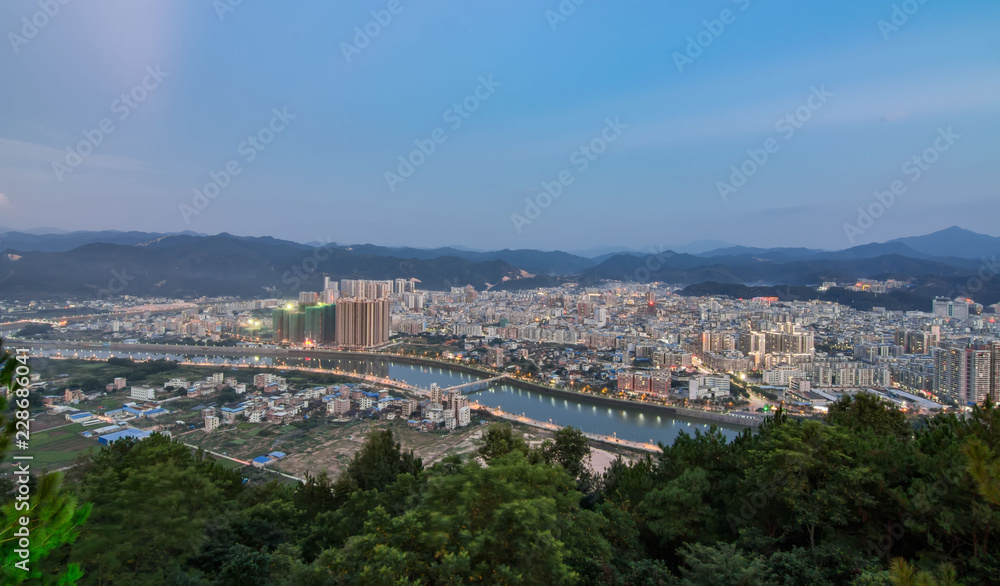 Night view of Tai Po County town, Meizhou	