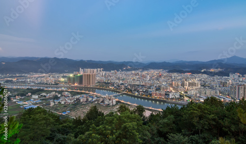 Fototapeta Naklejka Na Ścianę i Meble -  Night view of Tai Po County town, Meizhou	