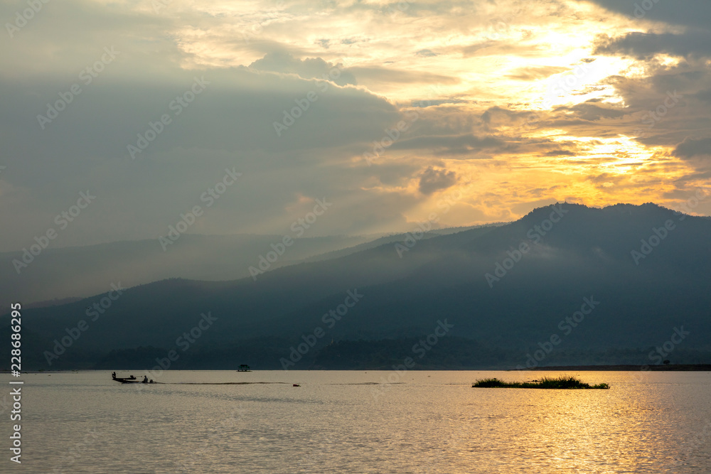 landscape of lake sunlight on clound background landscape of lake sunlight on clound background