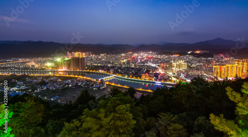 Night view of Tai Po County town, Meizhou 