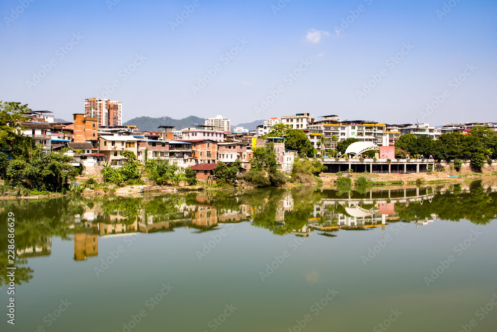 Fototapeta premium Riverside Landscape in Tai Po, Meizhou