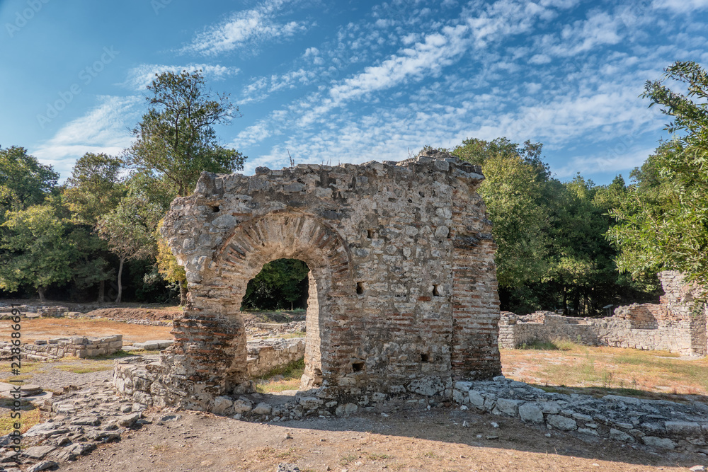 Remnants of homes in  Butrint ancient city in Albania