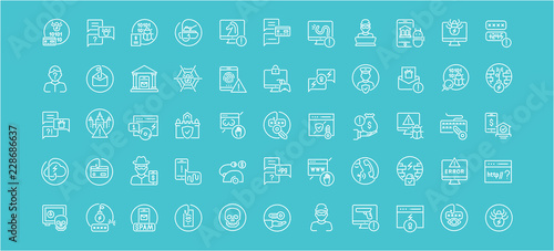 Set of Line Icons of Phishing.