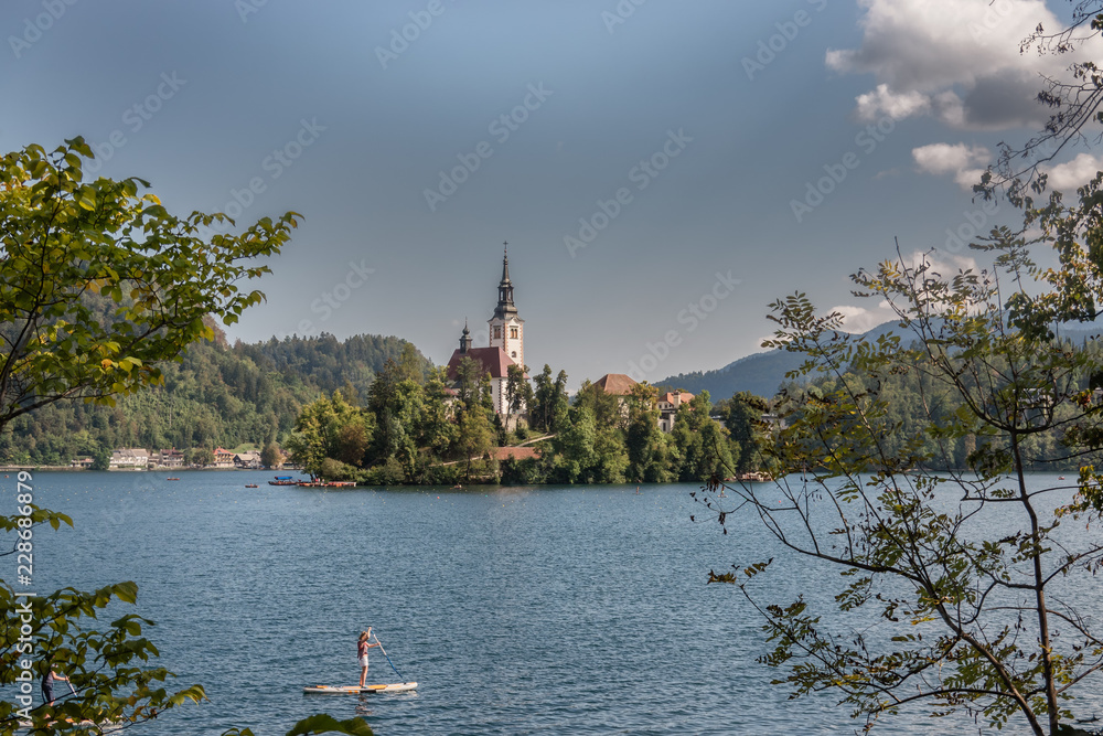 Lake Bled with the island in Slovenia