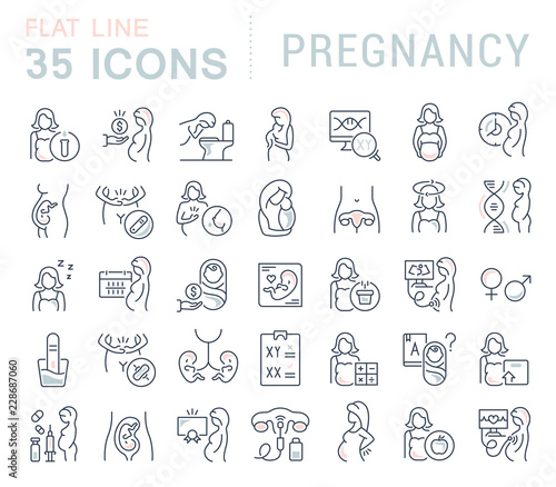 Set Vector Line Icons of Pregnancy.