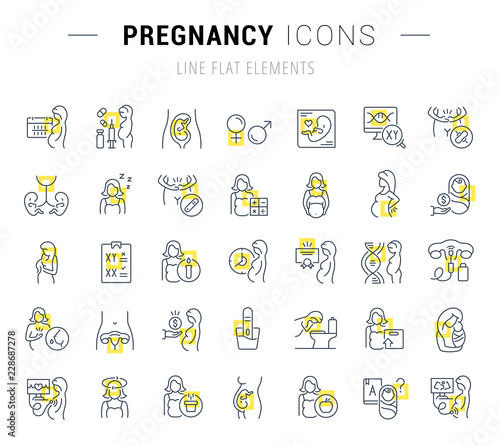 Set Vector Line Icons of Pregnancy.