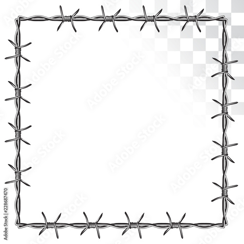 square barbed wire frame. isolated on transparent background