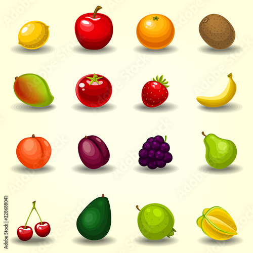 vector realistic delicious fruit template collection set