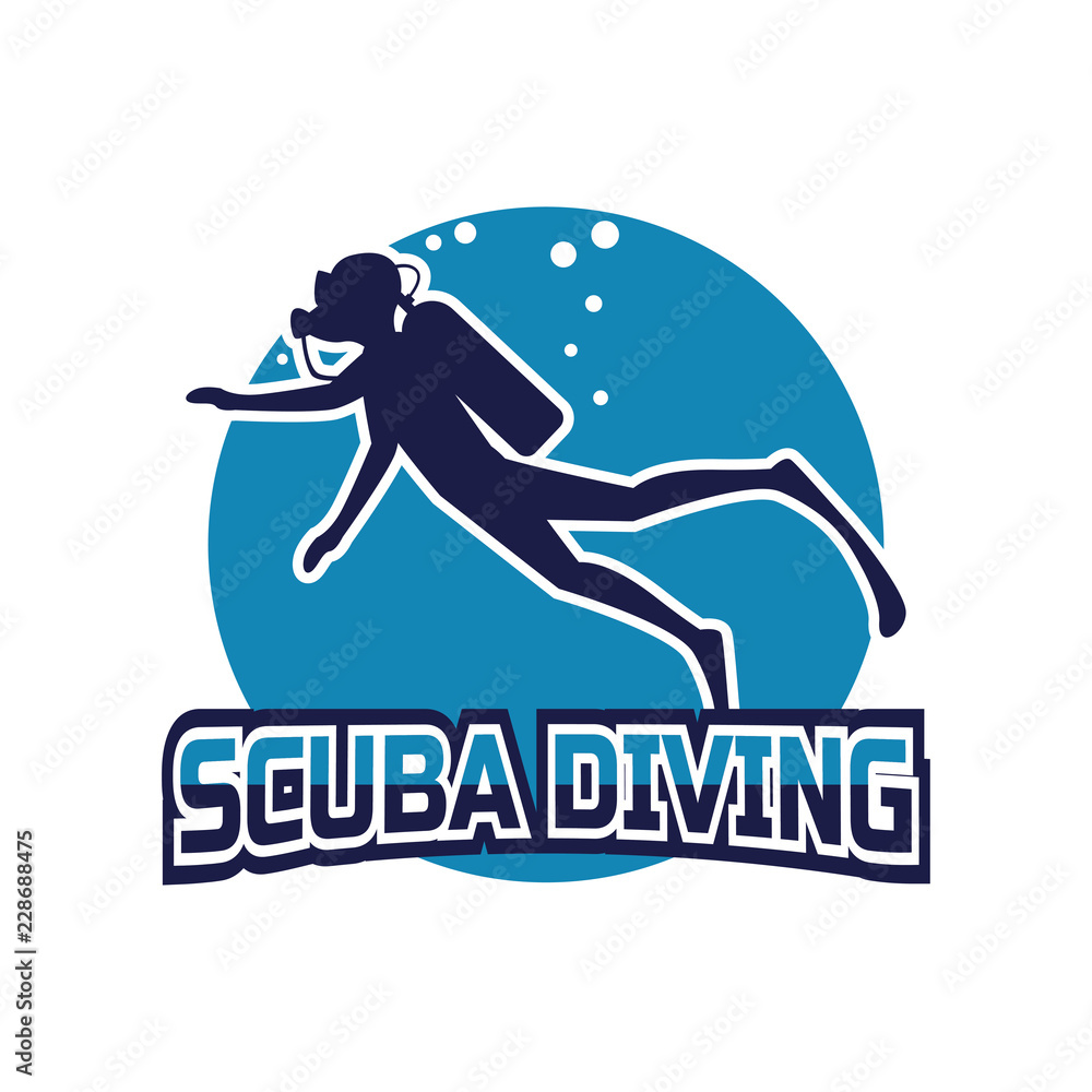 Fototapeta premium scuba diving logo for your business or sport school, vector illustration 