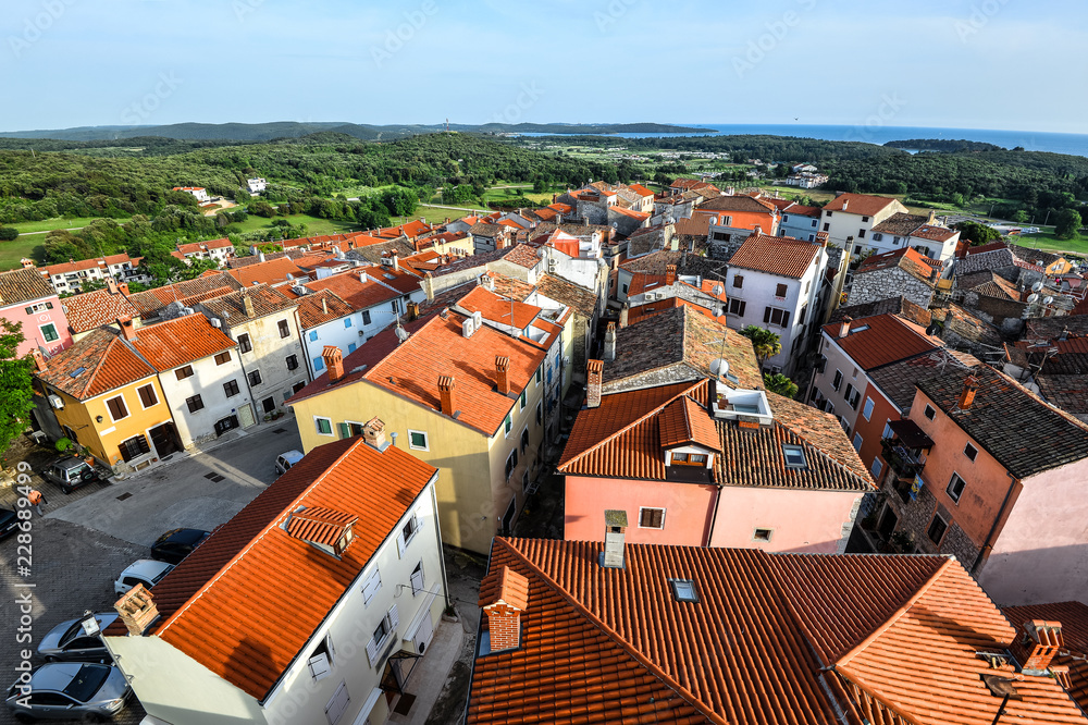 Coastal town of Vrsar, Istria, Croatia. Vrsar - beautiful antique city, yachts and Adriatic Sea. Coastal town of Vrsar, Istria, Croatia. Vrsar - beautiful antique city, yachts and Adriatic Sea.