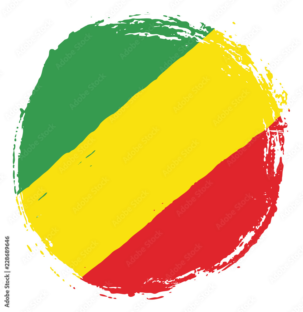 Obraz premium Republic of the Congo Circle Flag Vector Hand Painted with Rounded Brush