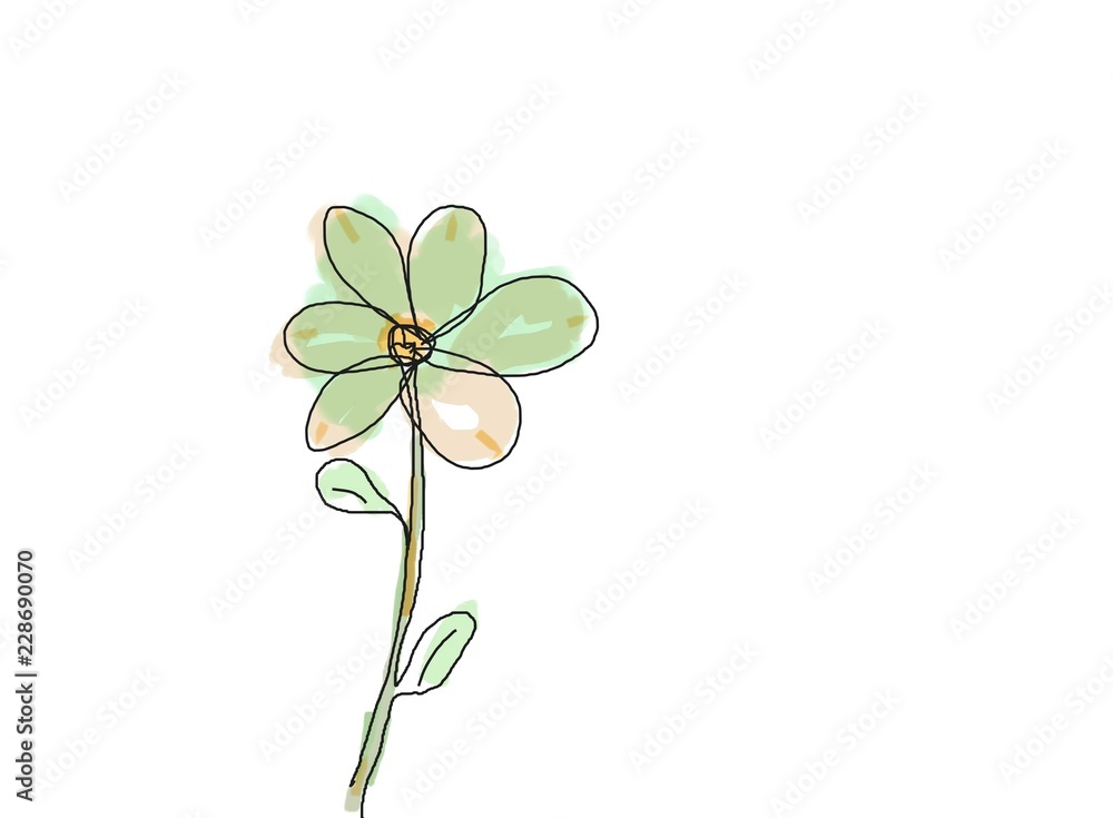 Einzelne Blume mit welkem Blüten Blatt