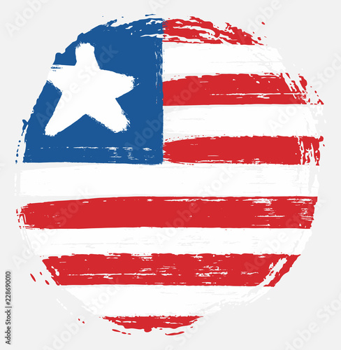 Liberia Circle Flag Vector Hand Painted with Rounded Brush