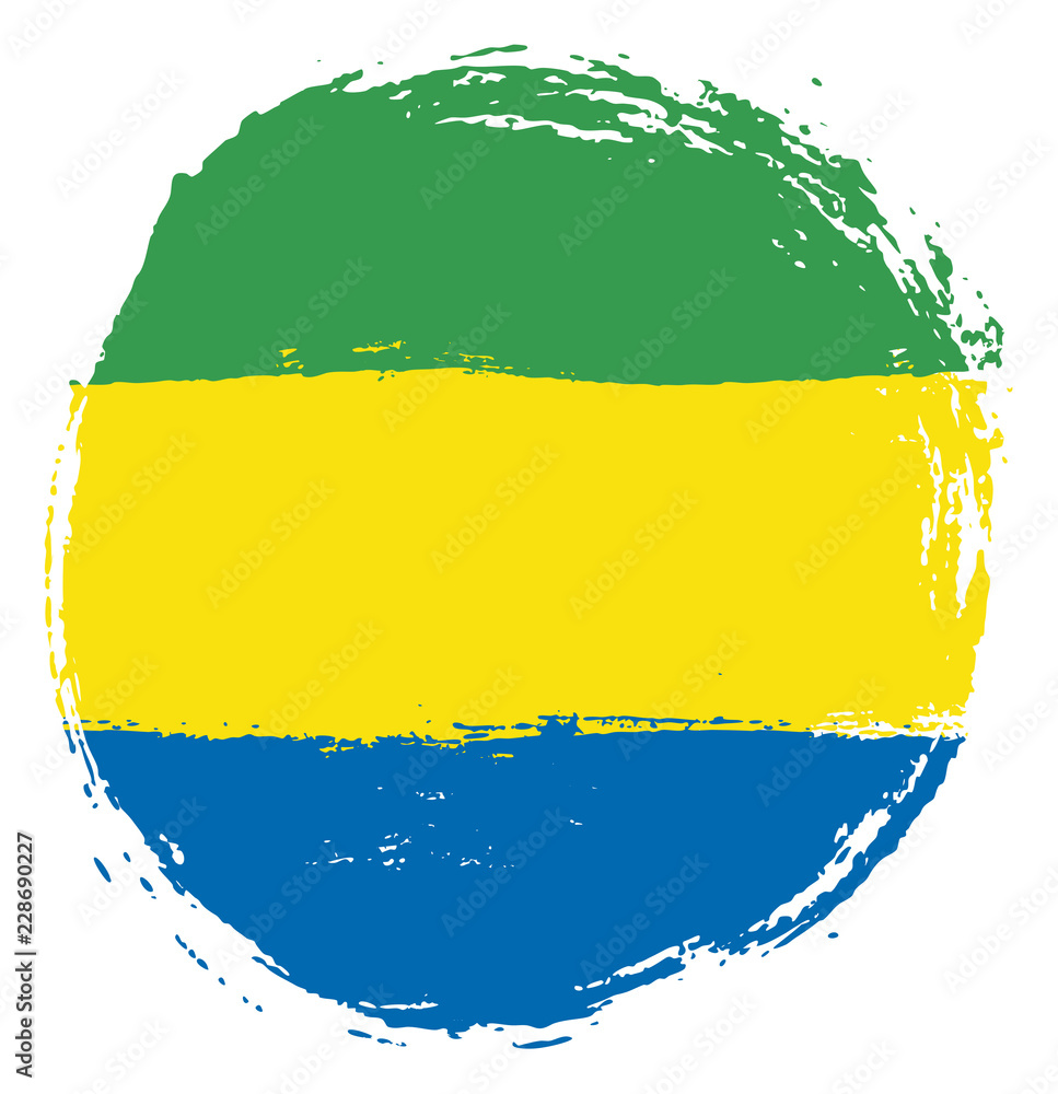 Obraz premium Gabon Circle Flag Vector Hand Painted with Rounded Brush
