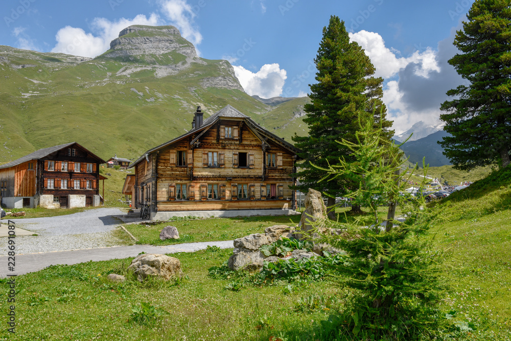 Chalets at Engstlenalp over Engelberg on Switzerland