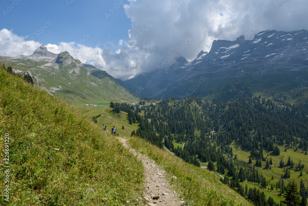 Mountain path at Engstlenalp over Engelberg on Switzerland Mountain path at Engstlenalp over Engelberg on Switzerland