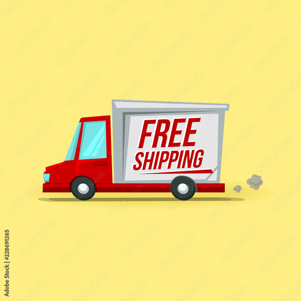 vector cartoon free shipping illustration element with delivery cargo vector cartoon free shipping illustration element with delivery cargo