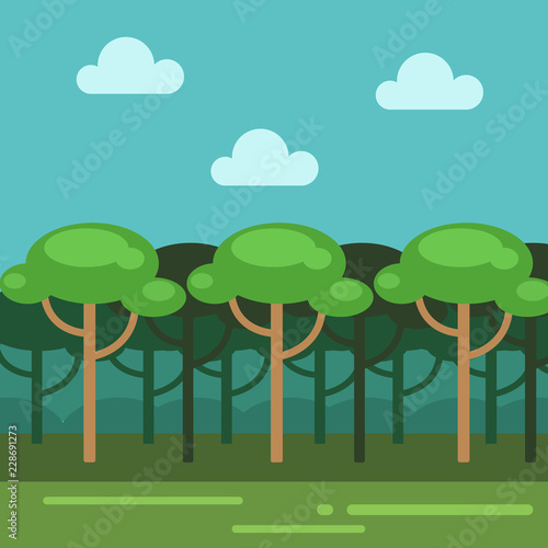 vector flat minimalist cartoon forest tree illustration template