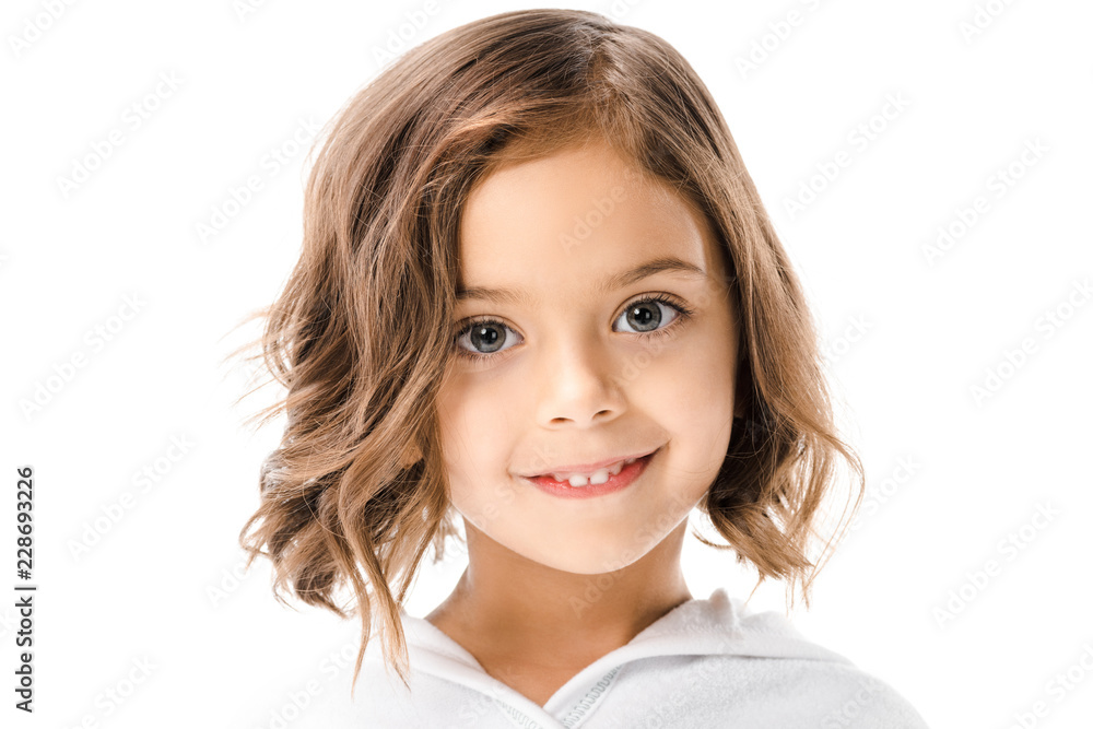 portrait of cute child in white bathrobe isolated on white portrait of cute child in white bathrobe isolated on white