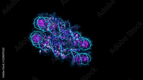 Nucleosome with DNA molecule wrapped around it. Rotating model, seamless loop. photo