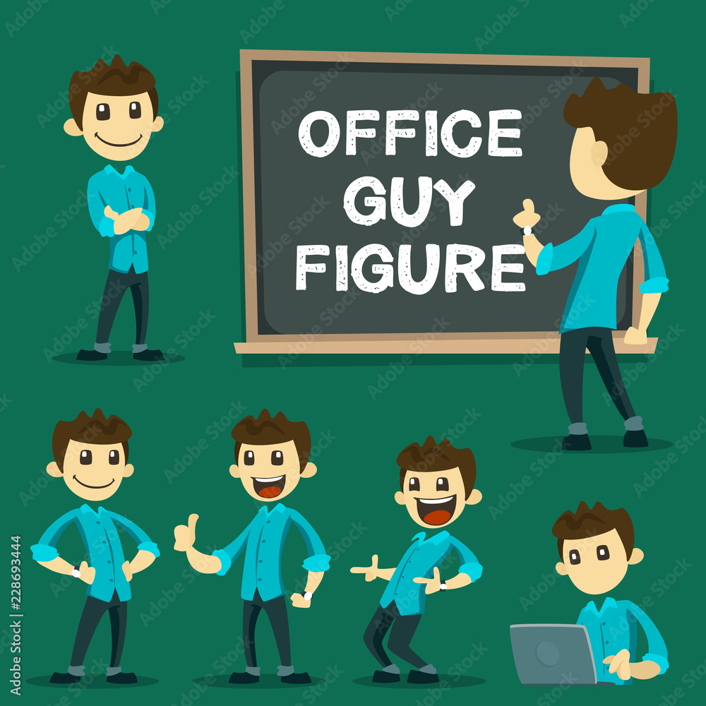 vector flat abstract handsome office guy with friendly pose template collection set vector flat abstract handsome office guy with friendly pose template collection set