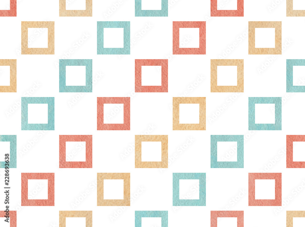 Watercolor square pattern. Watercolor square pattern.