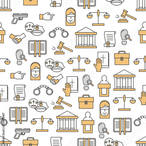 Vector thin line art court seamless pattern