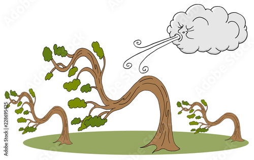 Bending Trees and Cloud Blowing Wind