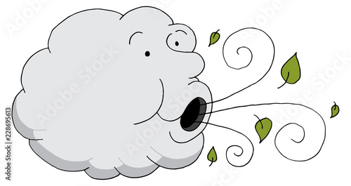 Leaves Windy Day Cloud Cartoon Blowing Wind