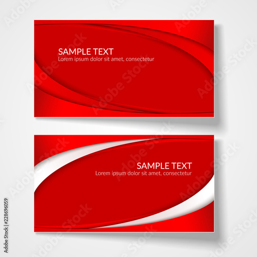 Card abstract wavy lines Red curved lines on a red background Creative element for the design of template banner poster sale Abstract decorative background for design business card template Vector Set