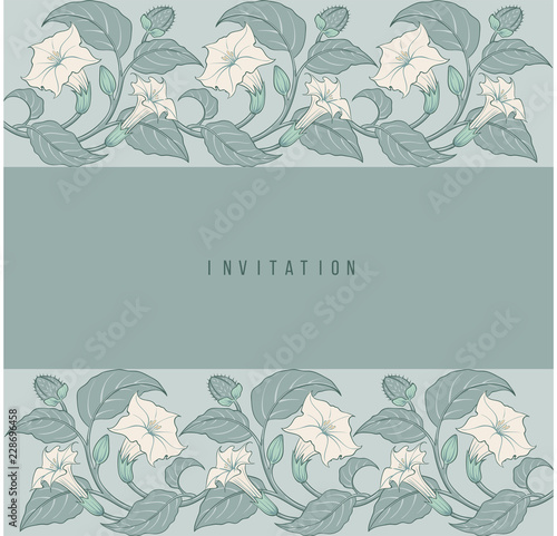Art-nouveau floral datura invitation photo