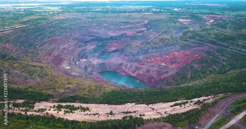 flight over a large coal pit