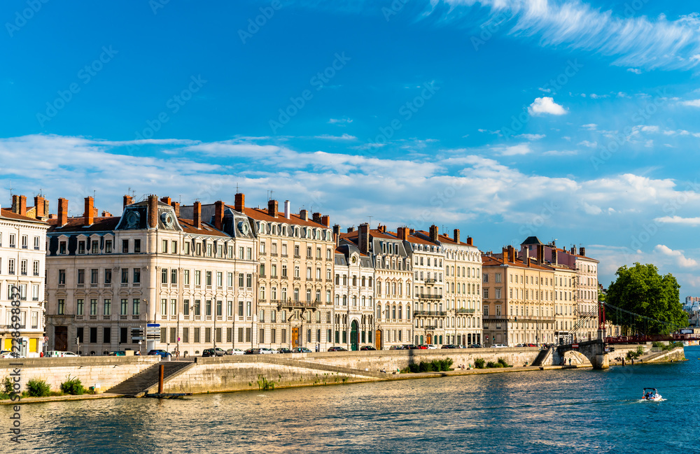Riverside of the Saone in Lyon, France