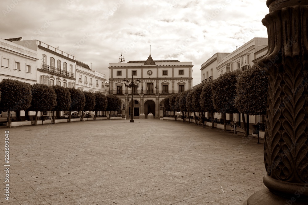 Plaza de Espana in Medina-Sidonie in Andalusien