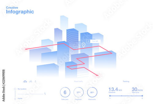 Creative ui ux design of navigate app infographic. Vector illustration.