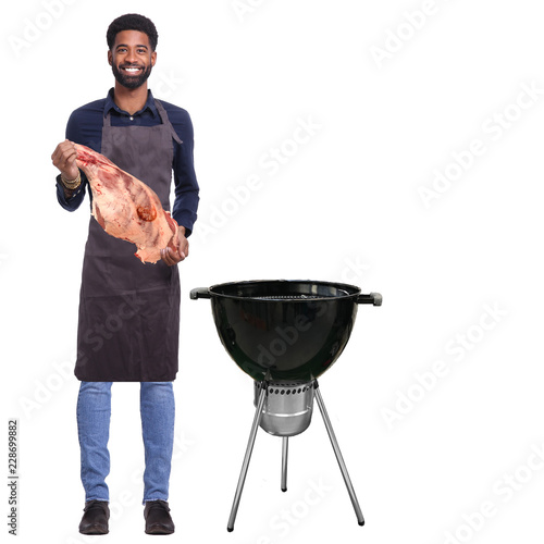 Man with a barbecue
