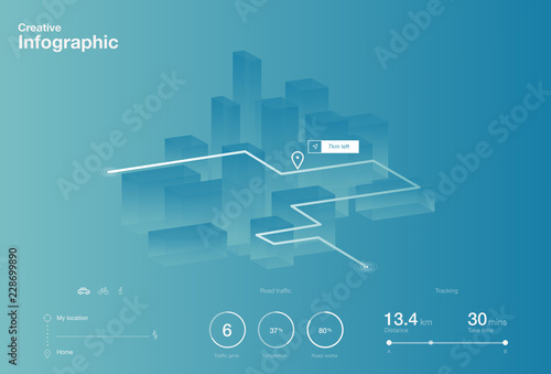 Creative ui ux design of navigate app infographic. Vector illustration.