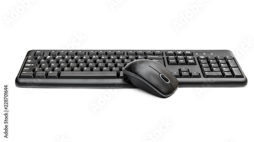 Computer mouse with keyboard on white.