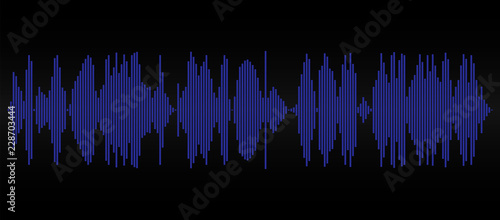 Blue sound track on black background. Graphic audio track.