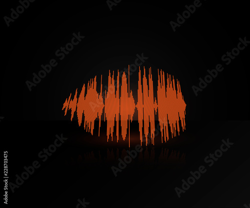 3D sound track on a black background. Graphic audio track.