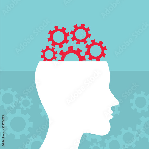 Head and brain work. Brain storming, successful idea concept. Vector illustration